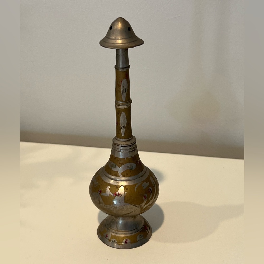 Vintage Brass Etched Wedding holy Water Sprinkler Indian Marriage perfume Holder
